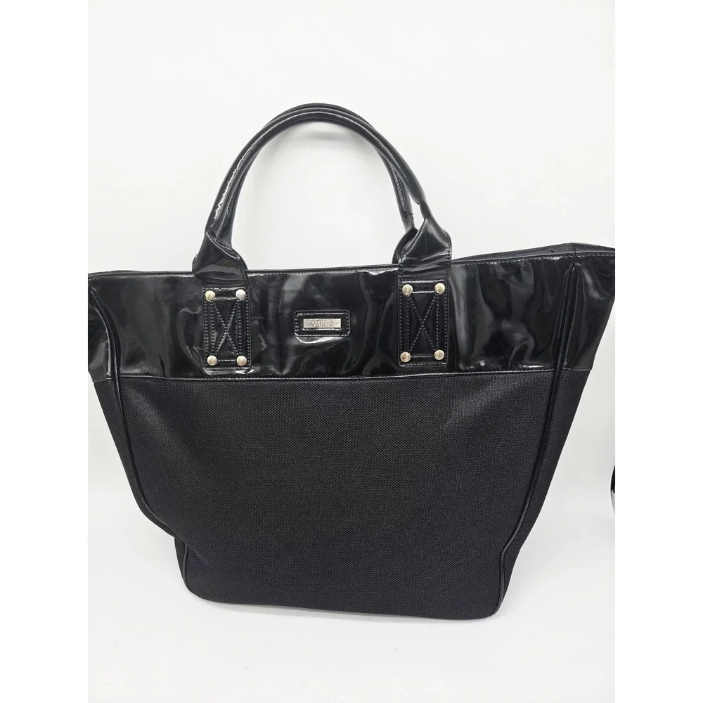 Versace Parfums Black Patent Shoulder Shopper Travel Bag Ex Large